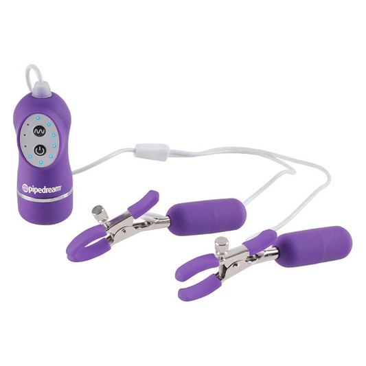 Pinzas Vibradoras 10 Funciones para Pezones Morado Pipedream