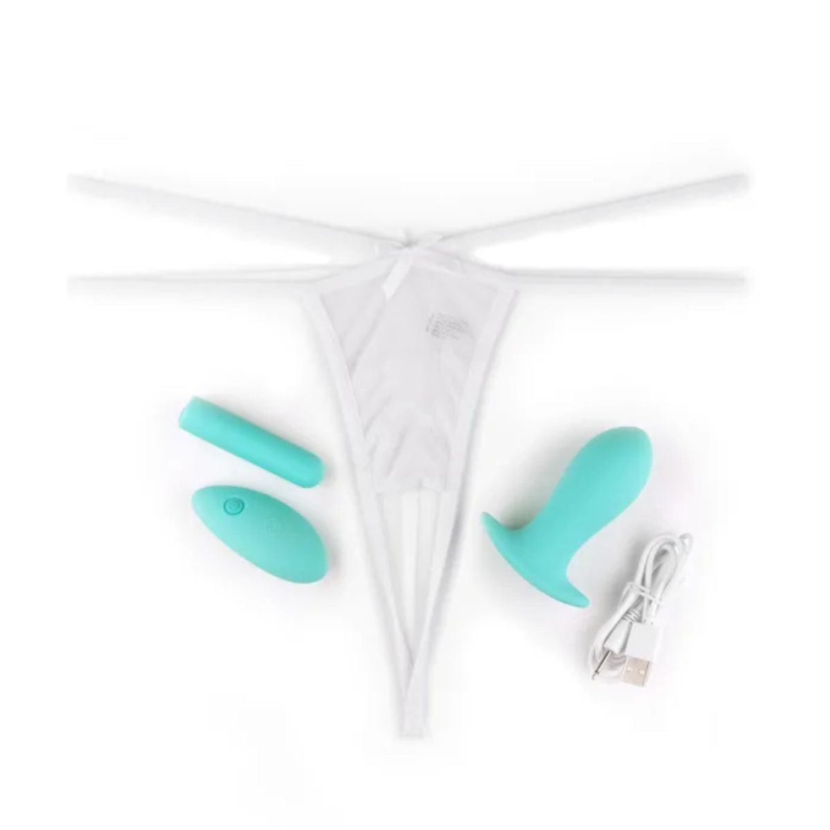 Kit Hookup Panties Remote Bow Tie G-String White XL-XXL