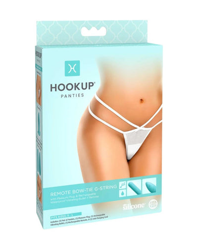 Kit Hookup Panties Remote Bow Tie G-String White XL-XXL