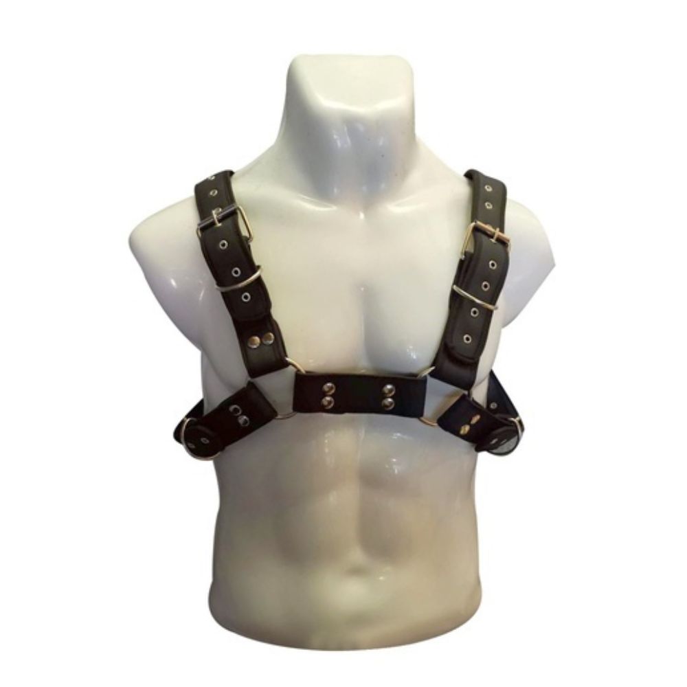 Pechera de piel para hombre negra
