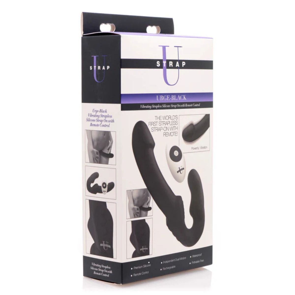 Comprar dildo doble sin correas - Strapless Strap On con control remoto U-Strap Urge Black XR Brands en México Envío Gratis