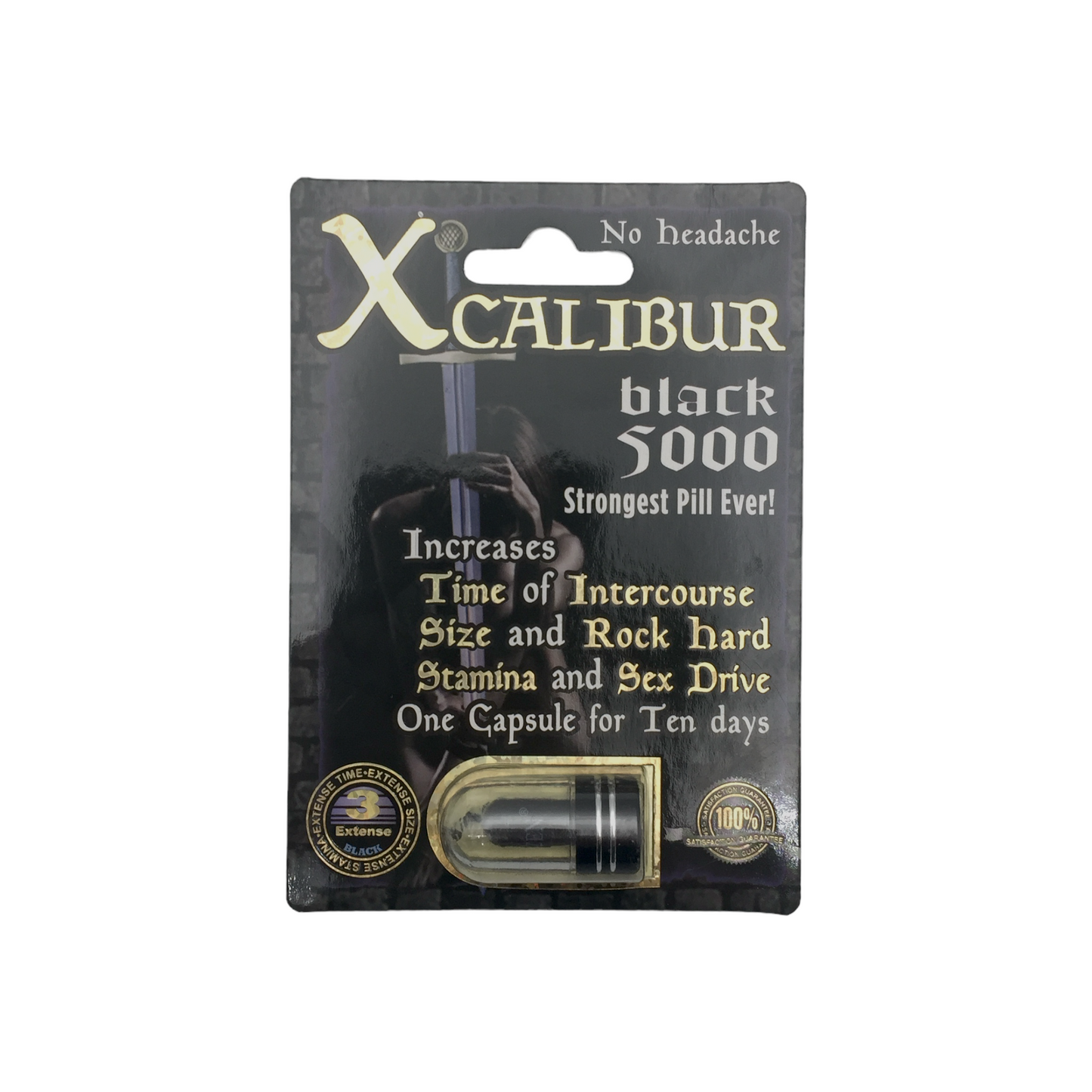 Capsula vigorizante sexual Xcalibur black 5000 con Yohimbe (Yohimbina)