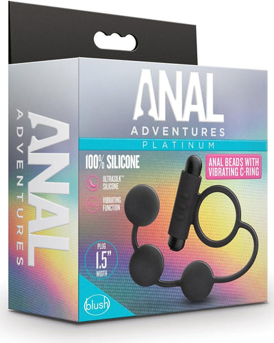 Bolas Anales con Anillo Vibrador Anal Adventures Platinum – Negro