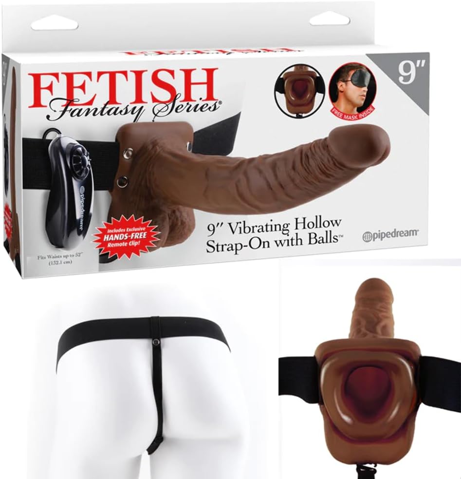 Strap-On Hueco Vibrador 23 cm con Testículos Marrón/Negro Pipedream - Pipedream - Imagen 2 | La Juguetería de Adultos