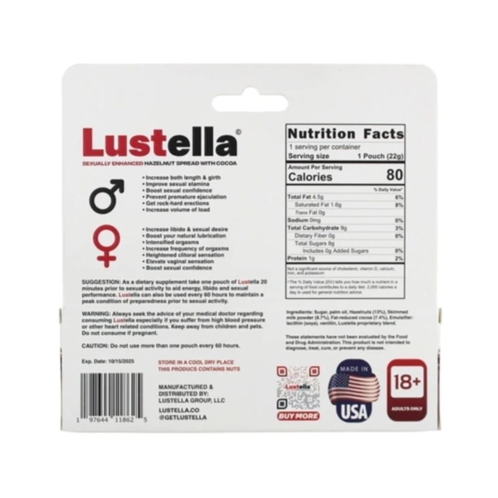 Afrodisiaco untable Lustella Hazelnut Cocoa Spread - Lustella - Imagen 2 | La Juguetería de Adultos