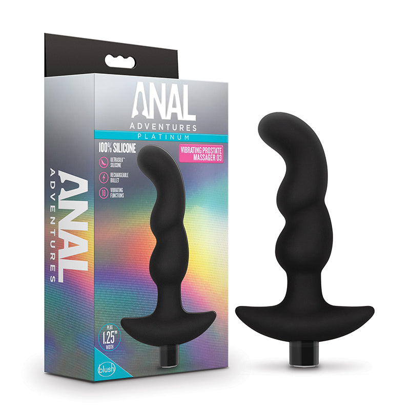 Masajeador Prostático Vibrador Anal Adventures Platinum 03 – Negro - Blush | La Juguetería de Adultos