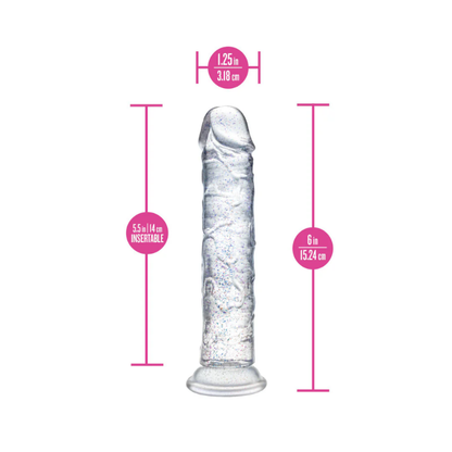 Dildo con Glitter Gala 15 cm – Base de Succión y Compatible con Arnés | Blush