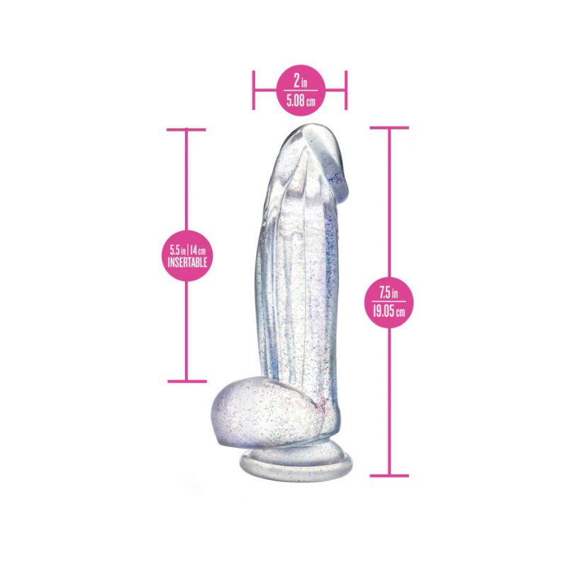 Dildo con Glitter Bling 19 cm – Base de Succión y Compatible con Arnés | Blush