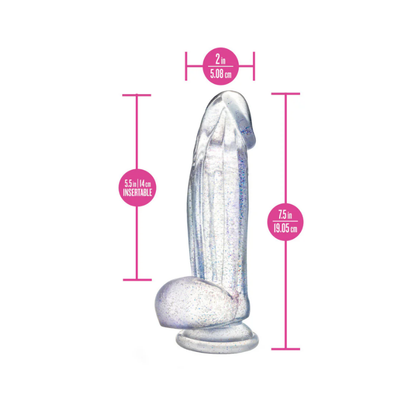 Dildo con Glitter Bling 19 cm – Base de Succión y Compatible con Arnés | Blush