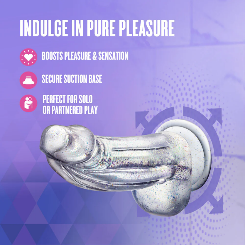 Dildo con Glitter Bling 19 cm – Base de Succión y Compatible con Arnés | Blush