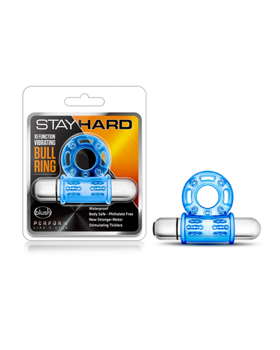 Anillo Vibrador con Bala Stay Hard Vibrating Bull Ring Azul