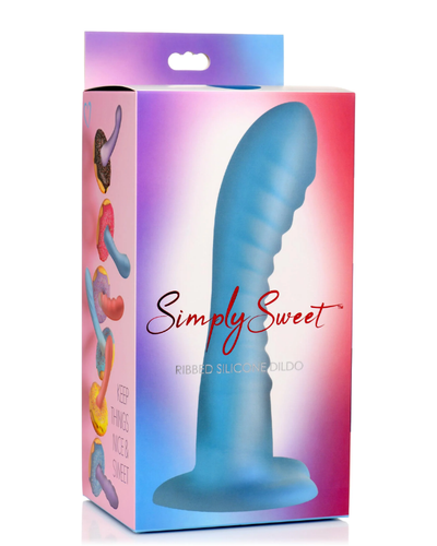 Consolador Simply Sweet Acanalado de Silicona Azul 18 CM