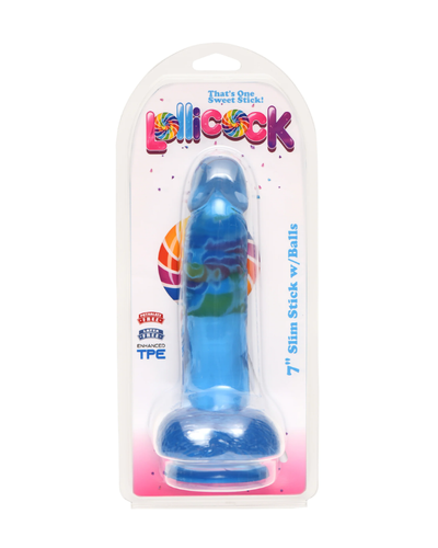 Consolador Lollicock Slim con Testículos Berry Ice 18 cm — XR Brands