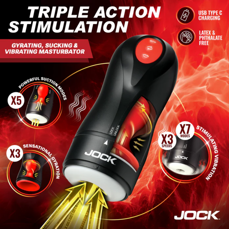 Masturbador Giratorio y Succionador Jock Gyroblast - XR Brands - Imagen 3 | La Juguetería de Adultos