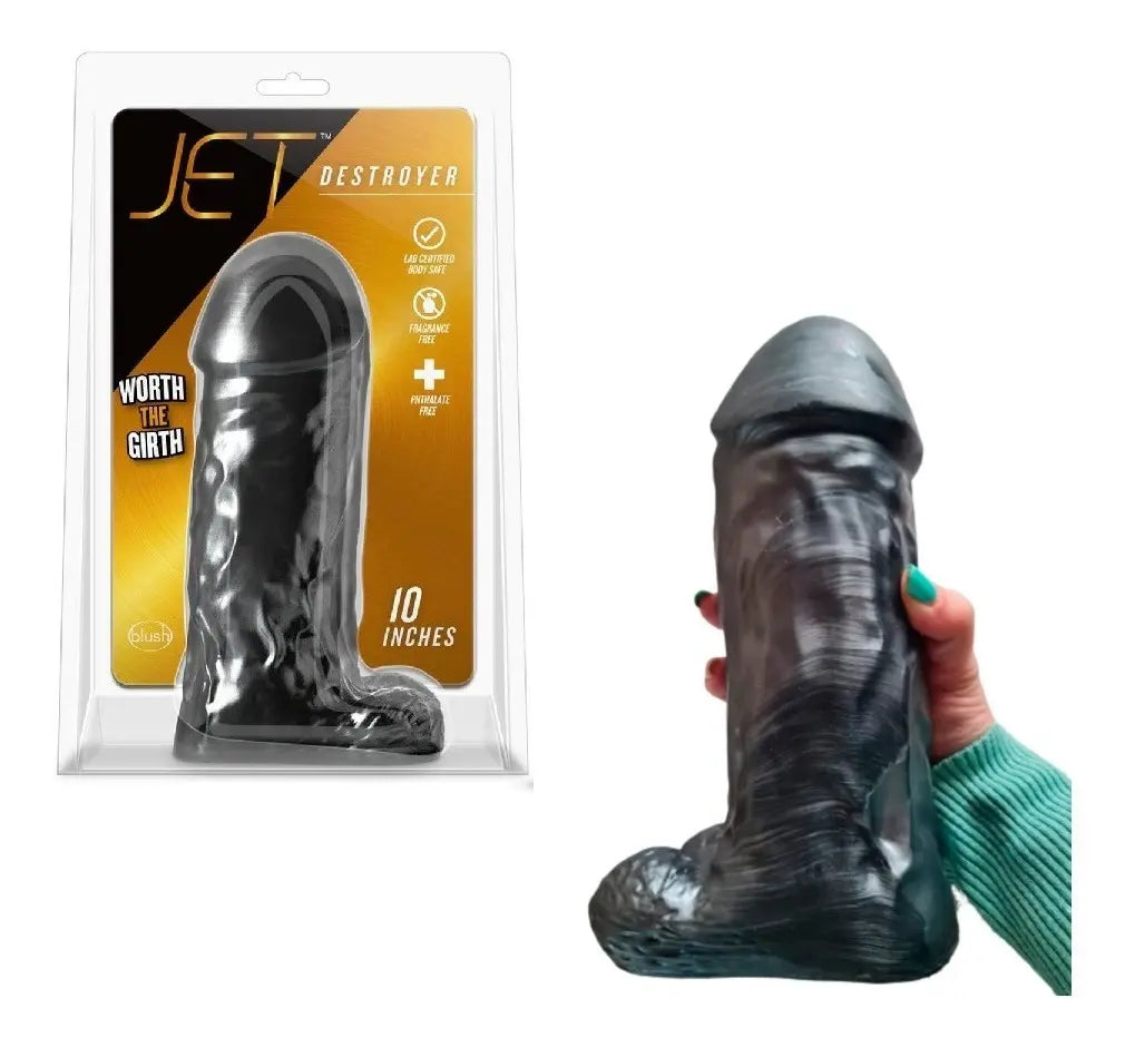 Dildo Realista Destroyer 25 cm – Carbon Metallic Negro | Blush Jet