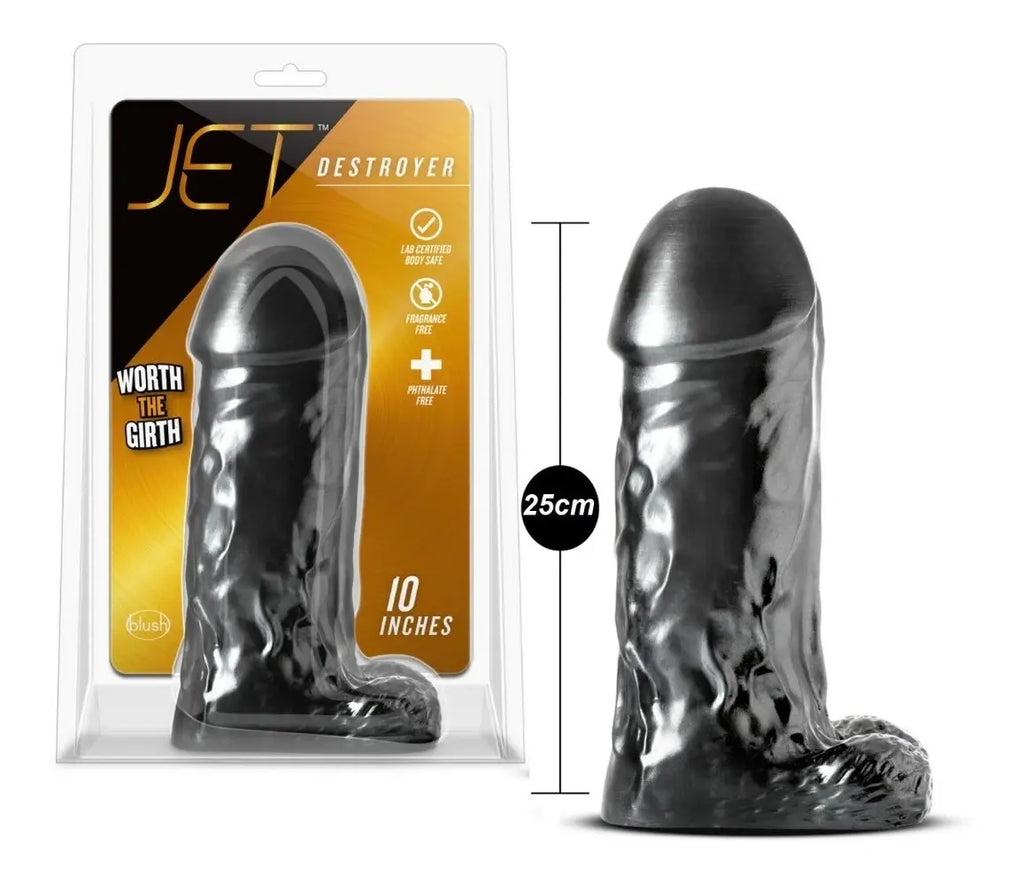 Dildo Realista Destroyer 25 cm – Carbon Metallic Negro | Blush Jet