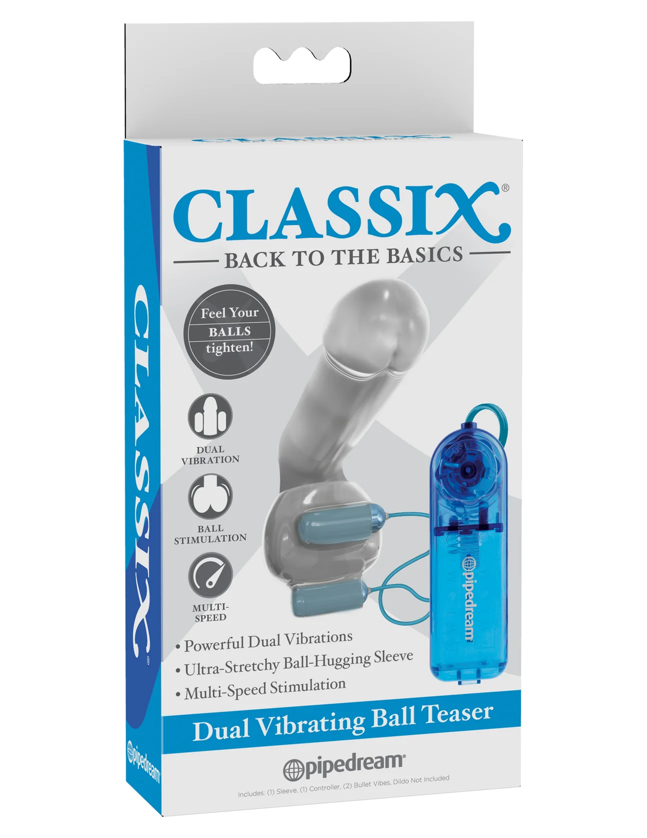 Estimulador Testículos Dual Classix Azul/Transparente - Pipedream | La Juguetería de Adultos