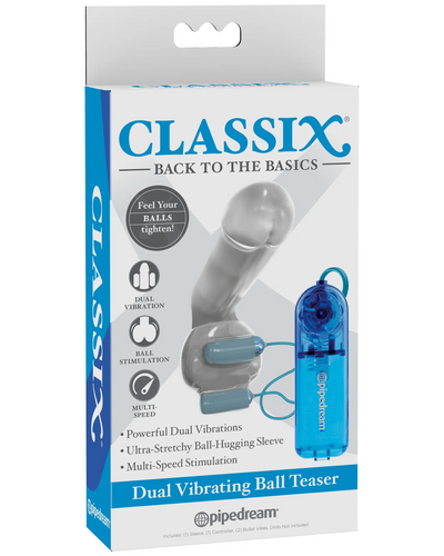 Estimulador Testículos Dual Classix Azul/Transparente | Vibrador Testicular