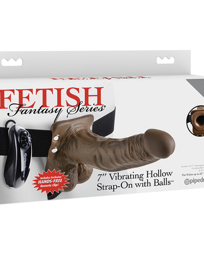 Strap-On Hueco Vibrador 18 cm con Testículos Marrón/Negro Pipedream