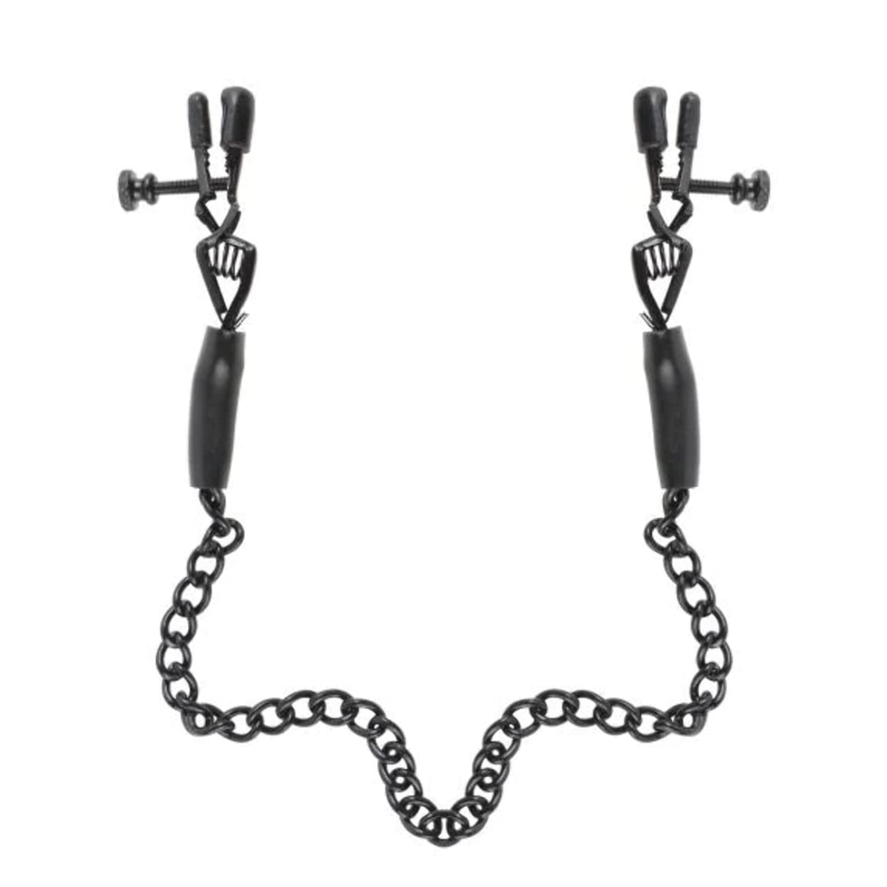 Fetish Fantasy Series Adjustable Nipple Chain Clamps – Black