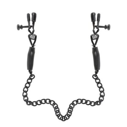 Fetish Fantasy Series Adjustable Nipple Chain Clamps – Black