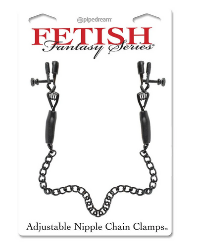 Fetish Fantasy Series Adjustable Nipple Chain Clamps – Black