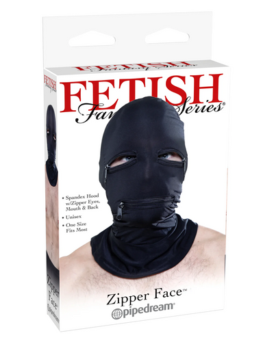 Capucha con Zipper BDSM Negro Pipedream – Control Total
