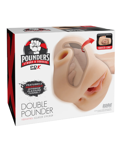 Masturbador Masculino PDX Plus Double Pounder Vibrating Squeeze Stroker – Claro