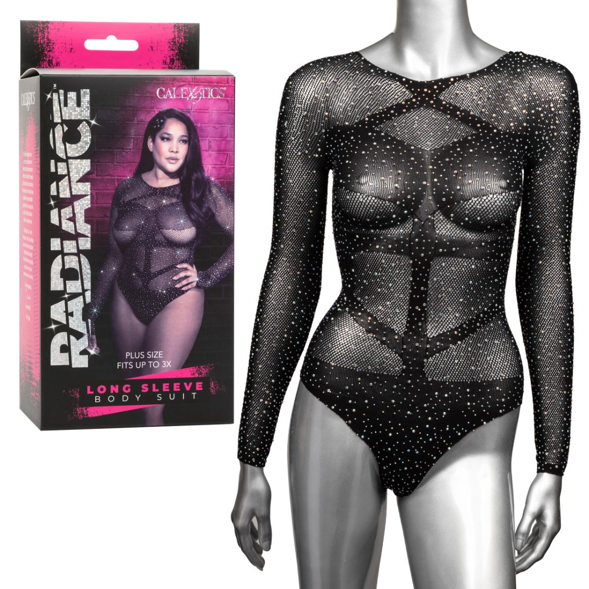 Body transparente manga larga Radiance Plus Size - CalExotics | La Juguetería de Adultos