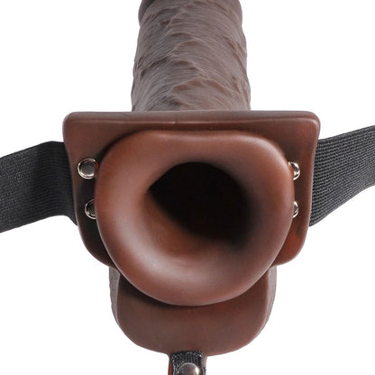 Dildo con correa Squirting Hollow Strap-On Brown 25 cm