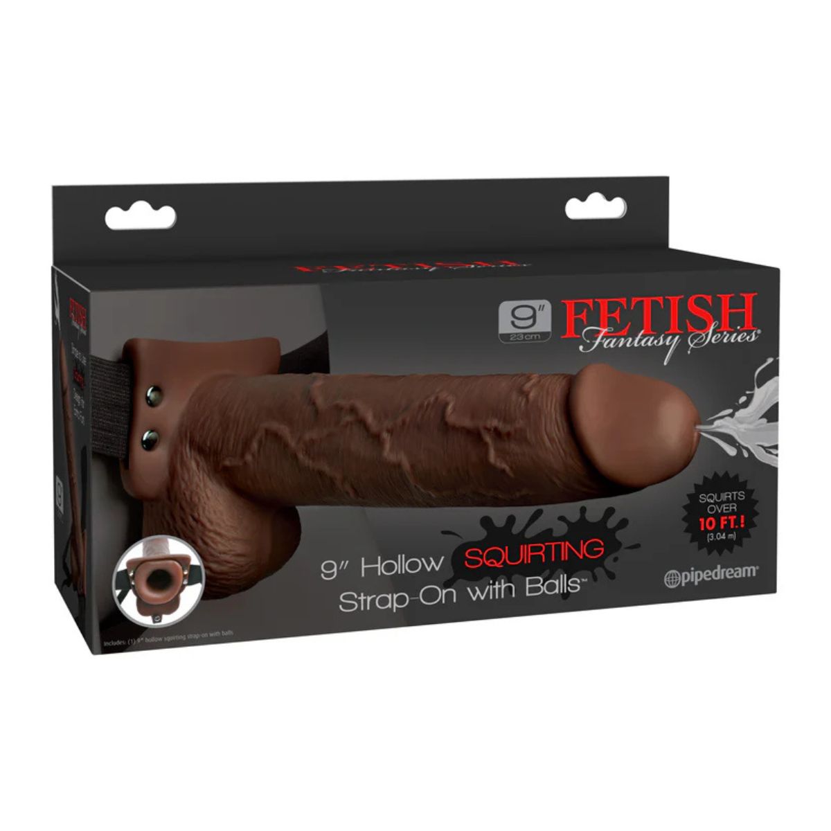 Dildo con correa Squirting Hollow Strap-On Brown 25 cm - Pipedream | La Juguetería de Adultos