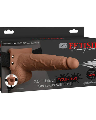 Dildo con correa Squirting Hollow Strap-On Tan 21 cm