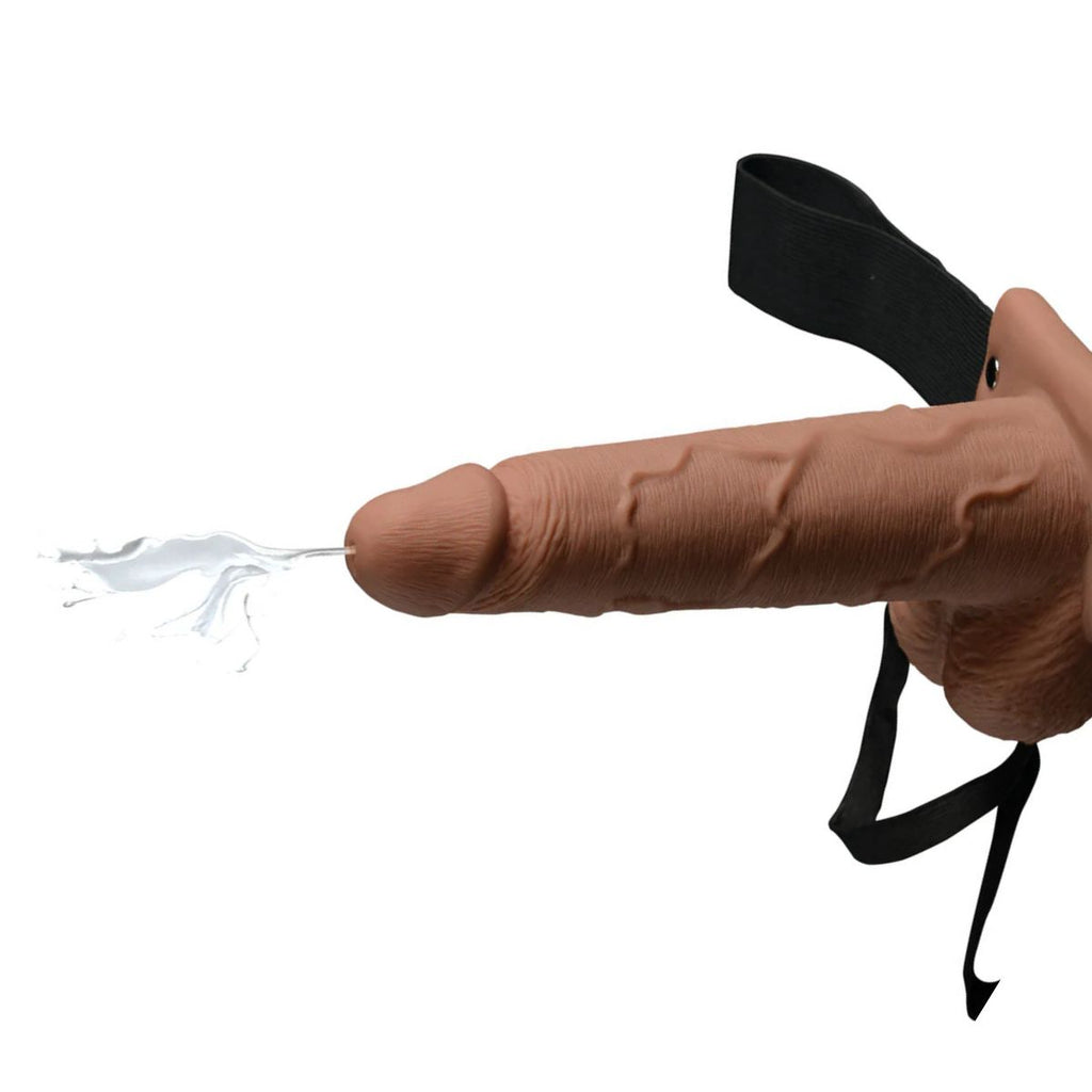 Dildo con correa Squirting Hollow Strap-On Tan 21 cm - Pipedream - Imagen 4 | La Juguetería de Adultos