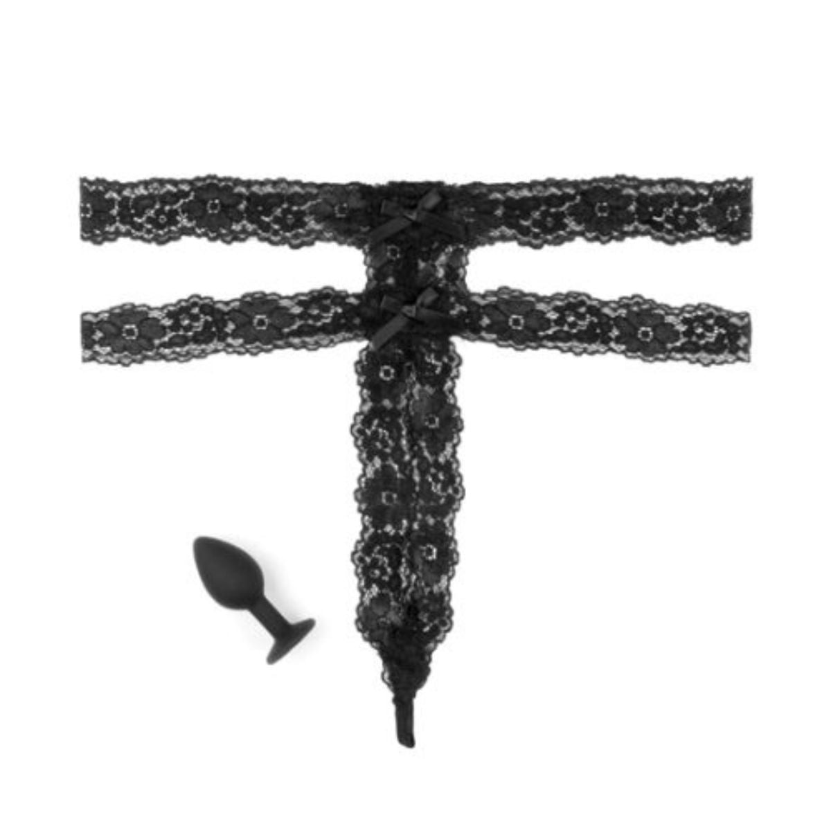 Hookup Panties Crotchless Secret Pearl Black XL-XXL - Pipedream - Imagen 2 | La Juguetería de Adultos