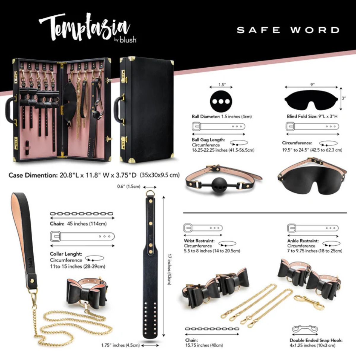 Kit de bondage con maletín Temptasia Safe Word - Blush - Imagen 2 | La Juguetería de Adultos