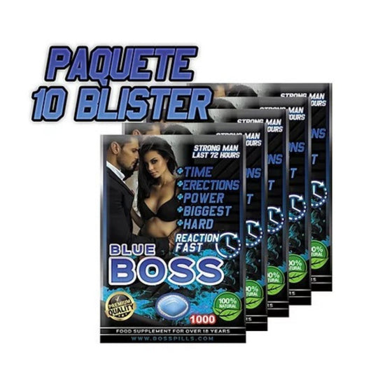 Pack de 10 tableta potenciadoras de erecciones Blue Boss 1000