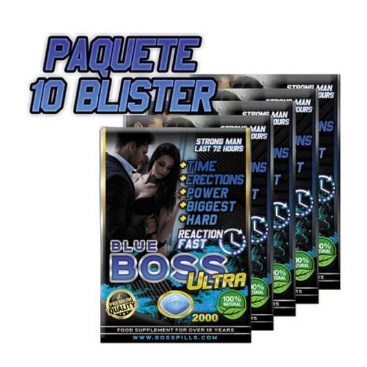 Pack de 10 tableta potenciadoras de erecciones Blue Boss 2000
