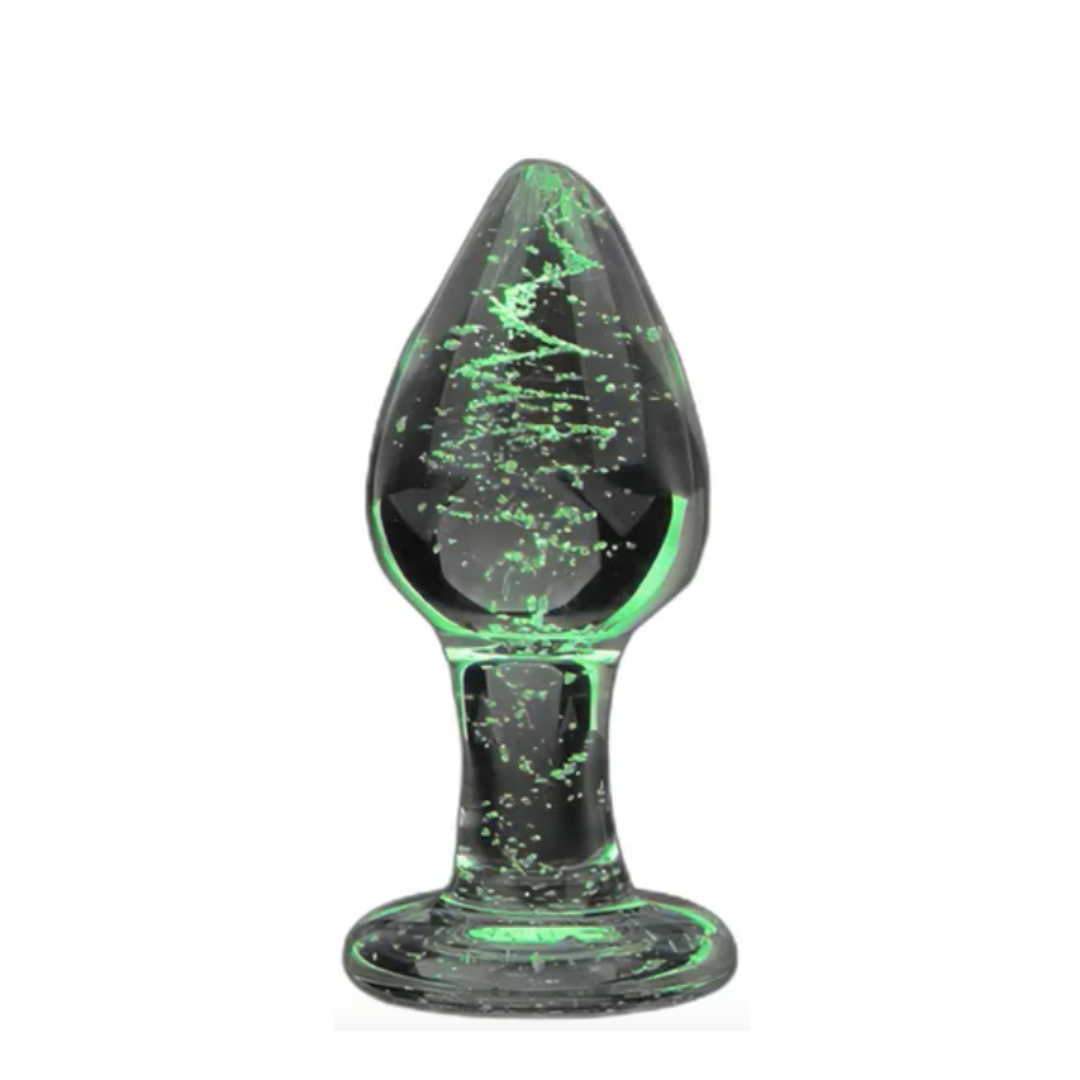 Plug anal de cristal fluorescente mediano | La Juguetería de Adultos