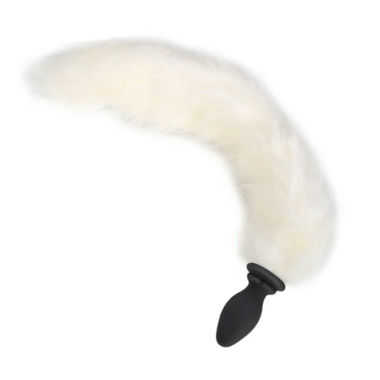 Plug anal vibrador cola de zorro blanco con control remoto
