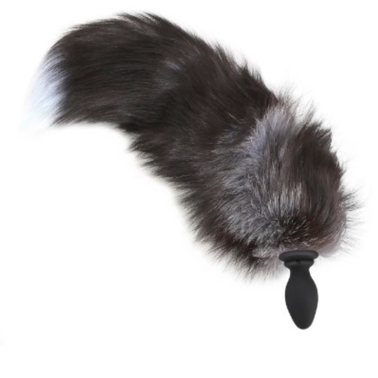 Plug anal vibrador cola de zorro negro con control remoto