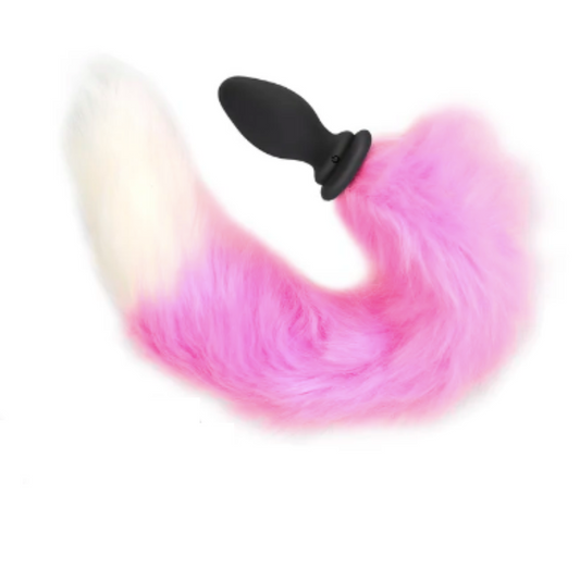 Plug anal vibrador cola de zorro rosa con control remoto