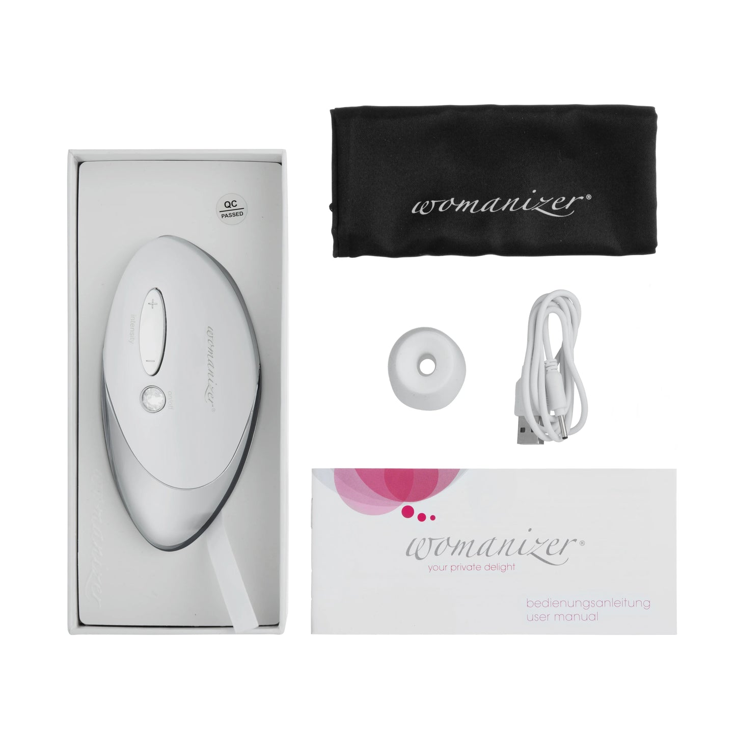 Womanizer Pro W500 White/Chrome – Succionador Clitorial con Swarovski